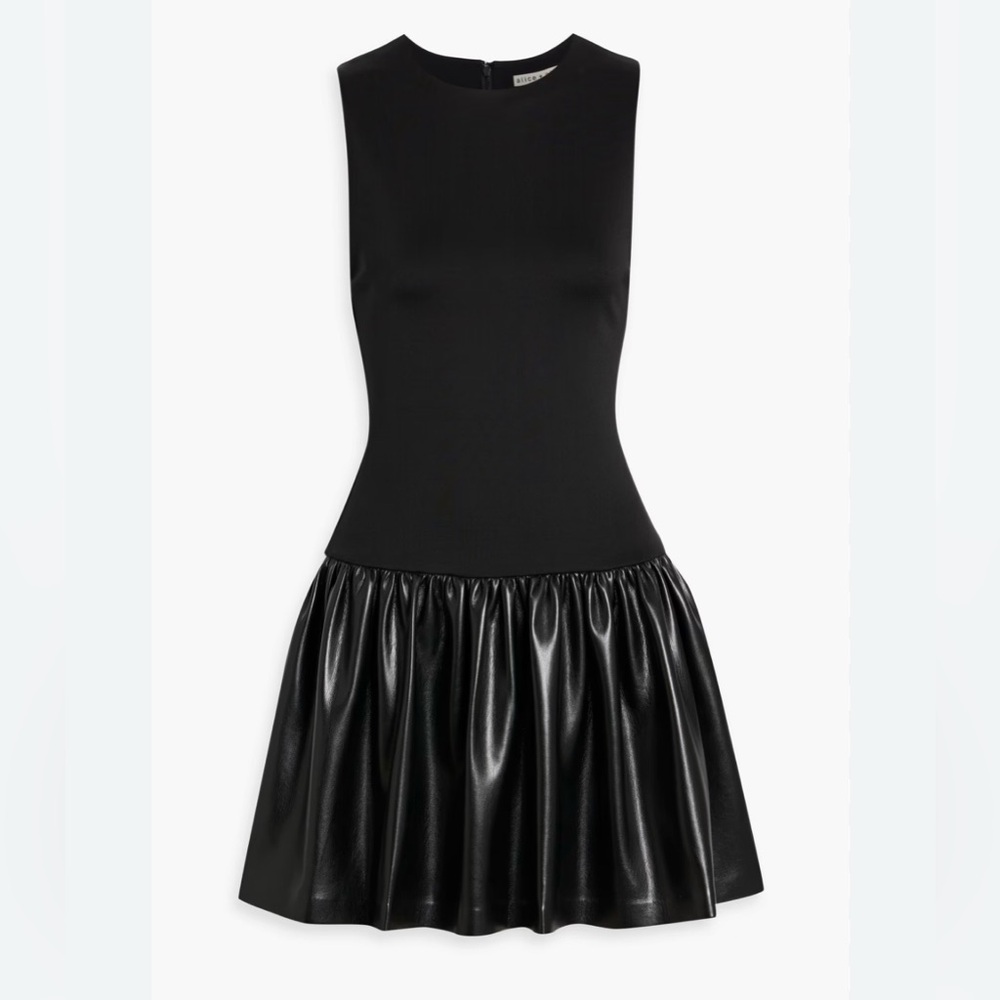 Alice + Olivia Black Sleeveless Fit-and-Flare Mini Dress